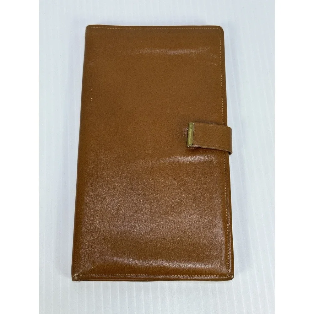 Vintage Travel Bifold Brown Mello Touch Cowhide Leather Passport Organizer 4.5x8